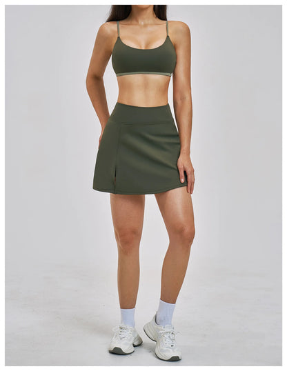 Outdoor Sports Yoga Skirt  Yoga Quick Drying A-line Skirt Women's Badminton Tennis Skirt Summer Cool and Anti Glare Lined Shorts