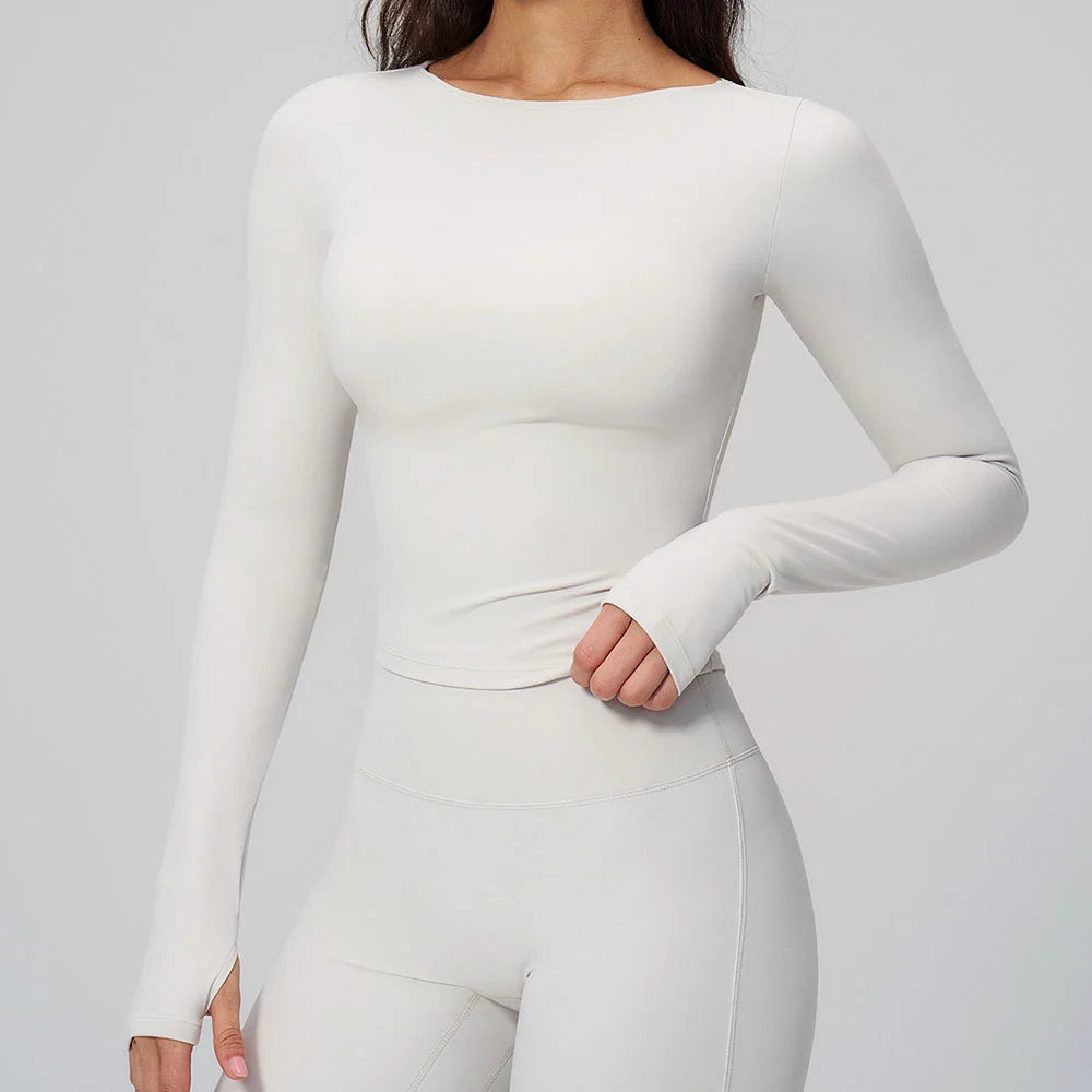 Women Yoga T-shirts Fitness Sports Long Sleeve Running High Elastic Workout Shirts Gym Sports Shirts Female Crop Top Yoga Tops