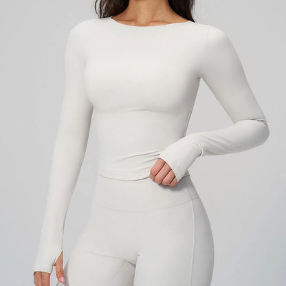 Women Yoga T-shirts Fitness Sports Long Sleeve Running High Elastic Workout Shirts Gym Sports Shirts Female Crop Top Yoga Tops