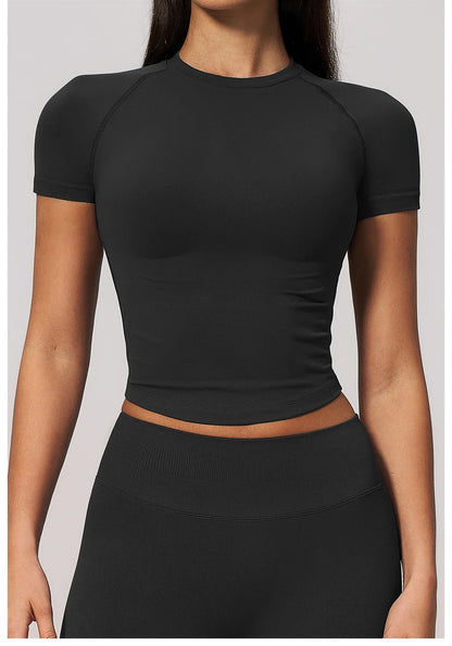 Yoga Shirts Women Seamless Fitness Short Sleeve Top Gym Workout Yoga T-Shirts Quick Dry Breathable Cycling Running Sport Tee Top