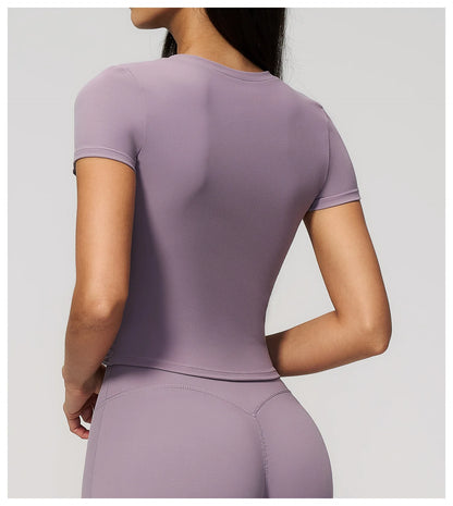 Women Yoga Top Sport T Shirts Fitness Clothes Quick-Drying Short Sleeve Yoga Shirt Gym Workout Top Running Active Wear Sport Top