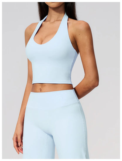 Summer New Yoga Bra Women Sports Shockproof Bra Sexy V-Neck Fitness Underwear Female Backless Sports Bra Gym Push Up Workout Top