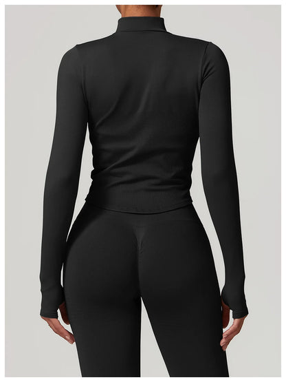 New Zipper Sports Top Women Gym Long Sleeve for Fitness Seamless Coat  Clothing Running Workout Tights Gym Tops Yoga Shirts