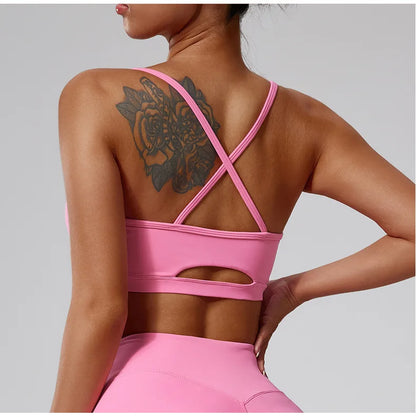 Women's Sports Bra Sexy Beautiful Back Breathable Bra Top Push Up Fitness Bra Yoga Gym Workout Bra Fitness Top Sports