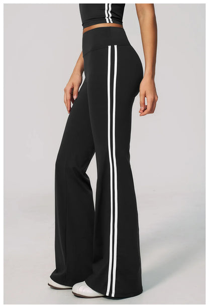 Summer Yoga Pants Women's High Waist Push Up Flared Pants Fitness Wide-Leg Pants Athletic Wear Running Workout Flared Trousers