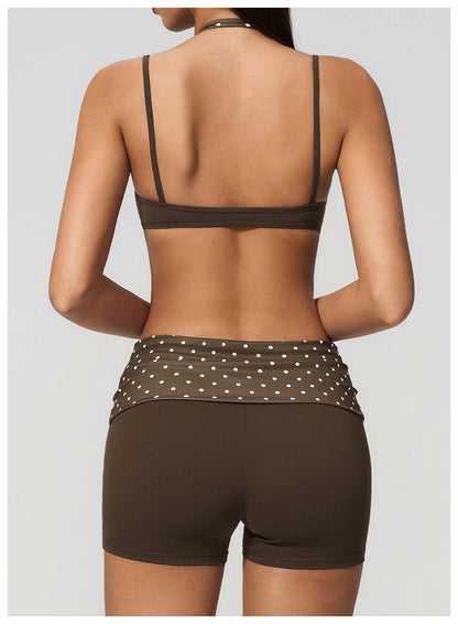 Women's Striped Yoga Bra Breathable Sports Underwear Shockproof Workout Top Sexy Polka Dot Bra Beautiful Back Sports Yoga Top