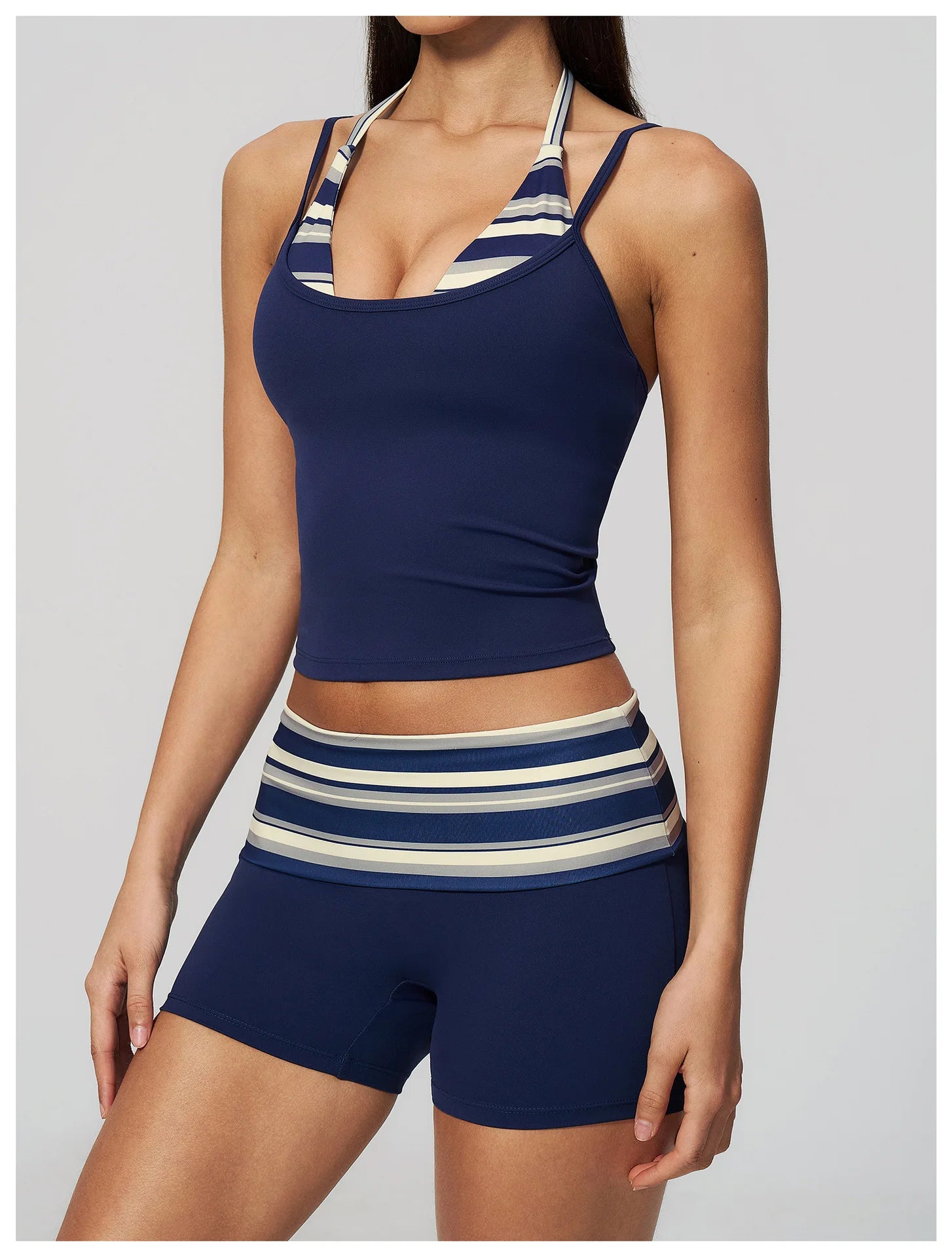 Polka Dot Yoga Tank Top Shockproof Striped Fitness Bra Gym Workout Vest Breathable Sport Top Halter Beautiful Back Sport Vest