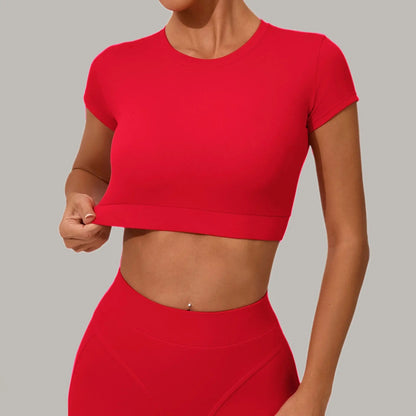 Women Yoga Top Sport T-Shirts Exercise Fitness Clothes Short Sleeve Yoga Shirt Gym Top Running Quick Drying Workout Sport Top