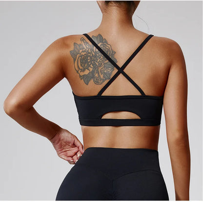 Women's Sports Bra Sexy Beautiful Back Breathable Bra Top Push Up Fitness Bra Yoga Gym Workout Bra Fitness Top Sports