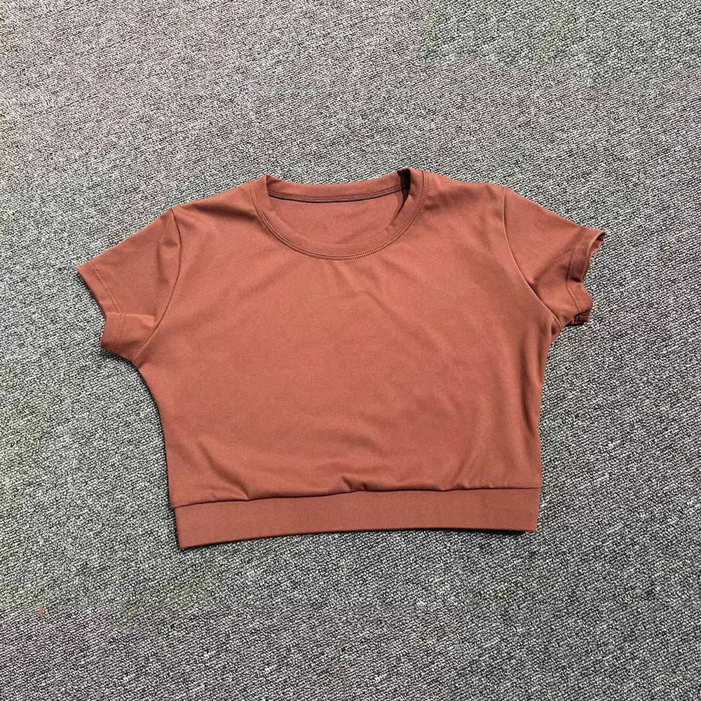 Women Yoga Top Sport T-Shirts Exercise Fitness Clothes Short Sleeve Yoga Shirt Gym Top Running Quick Drying Workout Sport Top