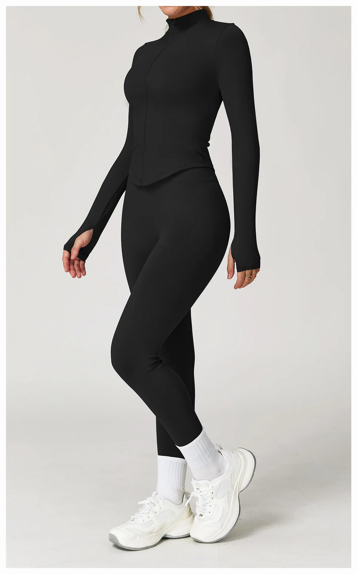 Outdoor Sports Long Sleeved Women's Slim Yoga Quick Dry Tight Fitting Quick Drying Stand Up Collar Jacket Running Fitness Jacket