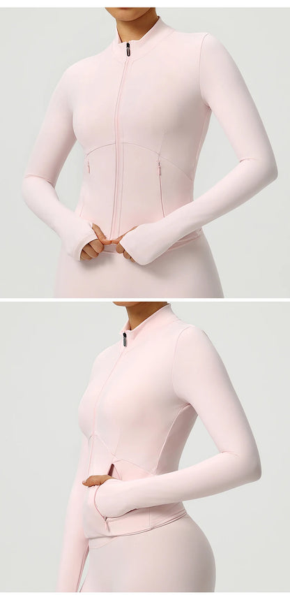 Fitness Sport Women's Zipper Long-sleeved Quick-drying Training Yoga Gym Clothing Clothes Summer Running Breathable Slim Fit Top