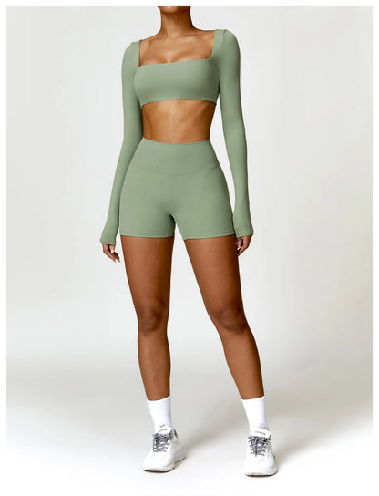New Yoga Long sleeved Women's Outdoor Running Fitness Wear T-shirt Long sleeved Yoga Shirt Gym Push Up Workout Single Piece Top