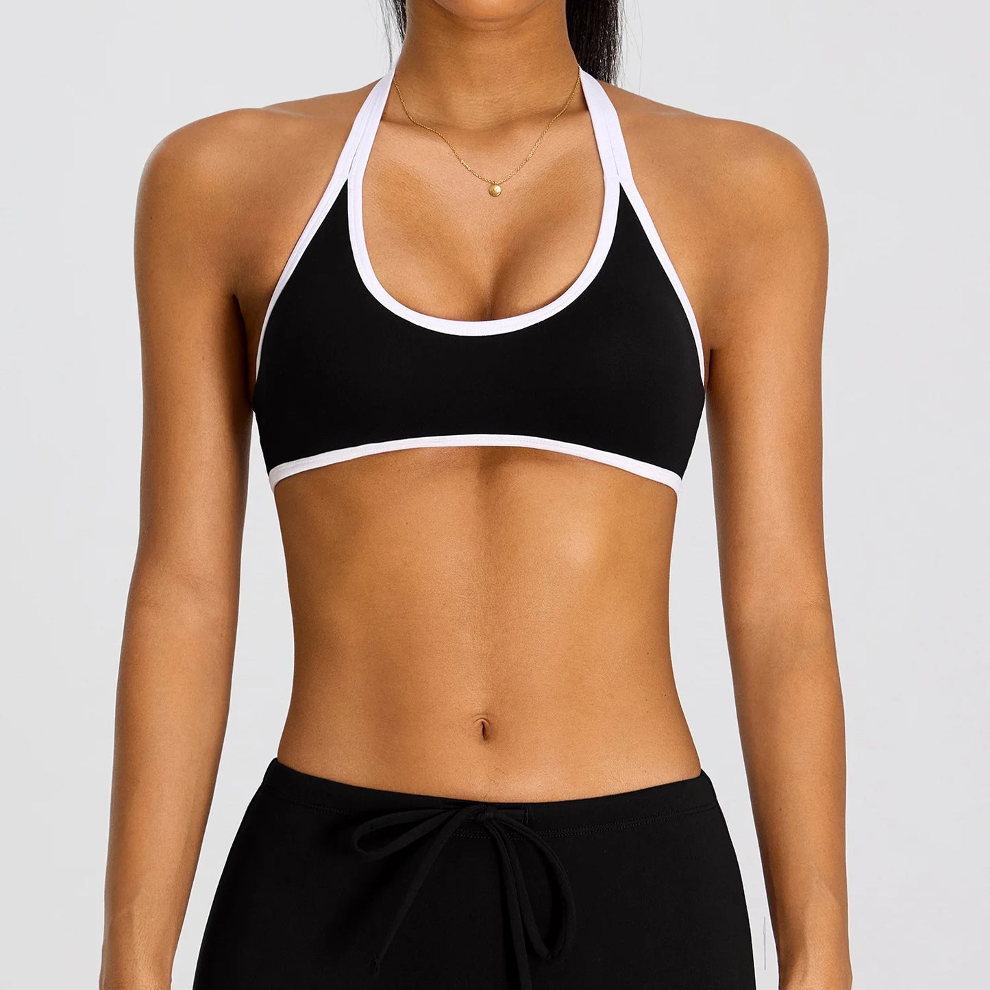 Summer Halter Yoga Bra Women Color Blocking Sports Underwear Gym Top Shockproof Fitness Push Up Workout Sports Bra Yoga Crop Top