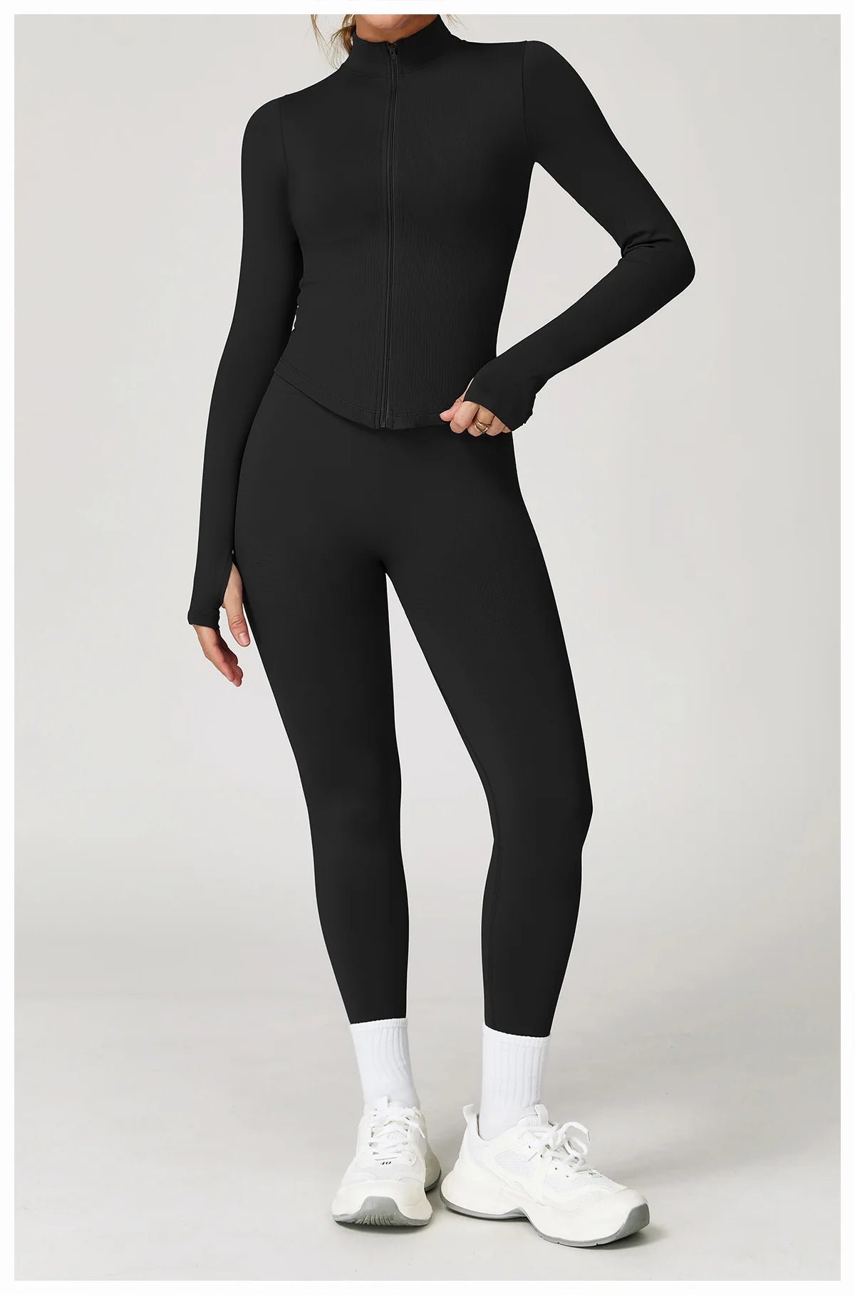 Outdoor Sports Long Sleeved Women's Slim Yoga Quick Dry Tight Fitting Quick Drying Stand Up Collar Jacket Running Fitness Jacket