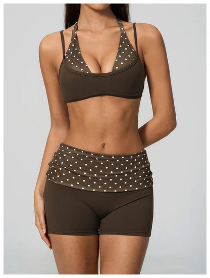 Women's Striped Yoga Bra Breathable Sports Underwear Shockproof Workout Top Sexy Polka Dot Bra Beautiful Back Sports Yoga Top