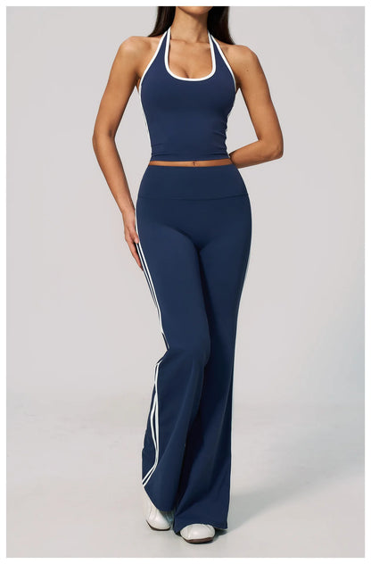 Summer Yoga Pants Women's High Waist Push Up Flared Pants Fitness Wide-Leg Pants Athletic Wear Running Workout Flared Trousers